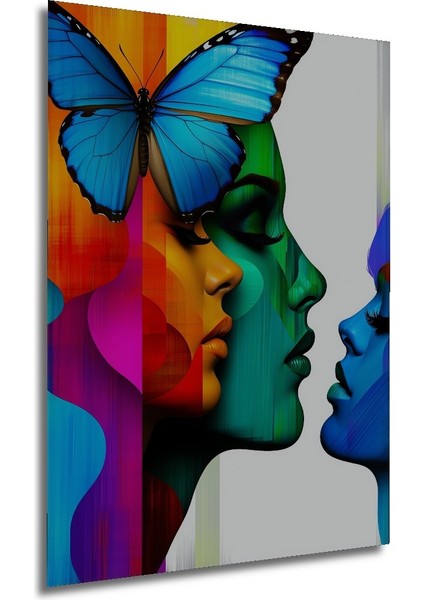 Kelebekli Kadınlar Modern Sanat Yağlı Boya Görünümlü Ev/işyeri/ofis Dekoratif Ahşap Kare Tablo modelleri