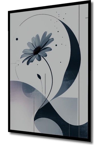 Çerçeve Görünümlü Mavi Papatya Modern Sanat Yağlı Boya Görünümlü Dekoratif Ahşap Ofis Kare Tablo fiyatları