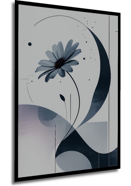 Çerçeve Görünümlü Mavi Papatya Modern Sanat Yağlı Boya Görünümlü Dekoratif Ahşap Ofis Kare Tablo modelleri