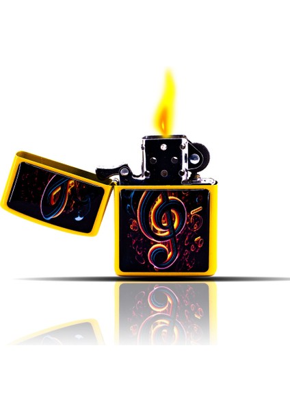 Sol Anahtarı Desenli Sarı Benzinli Çakmak fiyatları