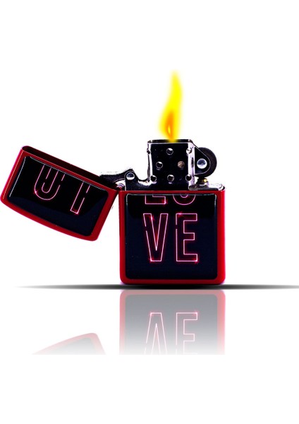 Love Basıkılı Kırmızı Benzinli Çakmak