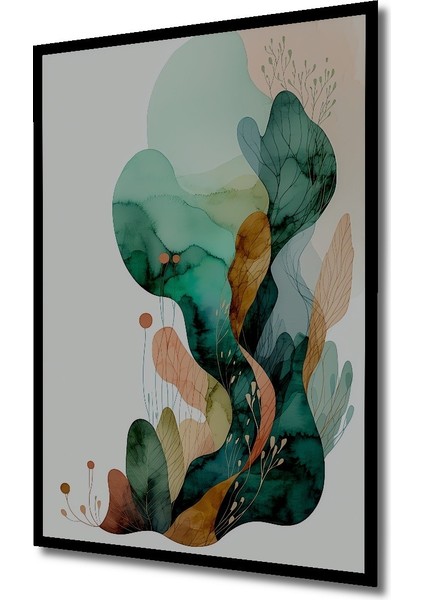 Çerçeve Görünümlü Pastel Tonlarda Sulu Boya Görünümlü Soyut Bahar Sanatı Salon Ahşap Tablo fiyatları