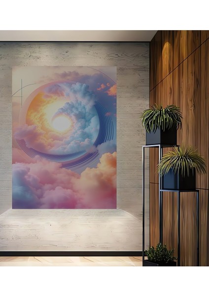 Göksel Dönüşüm Pastel Bulutlar Dekoratif Ahşap Ev/işyeri/ofis Kare Tablo