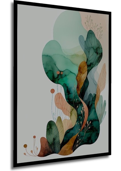 Çerçeve Görünümlü Pastel Tonlarda Sulu Boya Görünümlü Soyut Bahar Sanatı Salon Ahşap Tablo modelleri