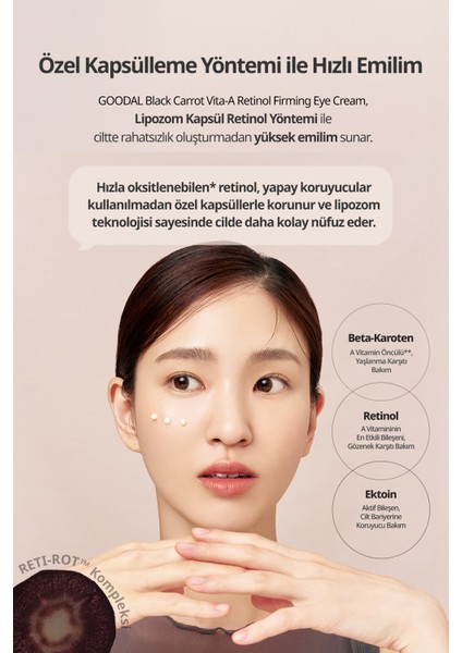 Siyah Havuç Özü ve Saf Retinol İçeren Göz Kremi GOODAL Black Carrot Vita-A Retinol Firming Eye Cream