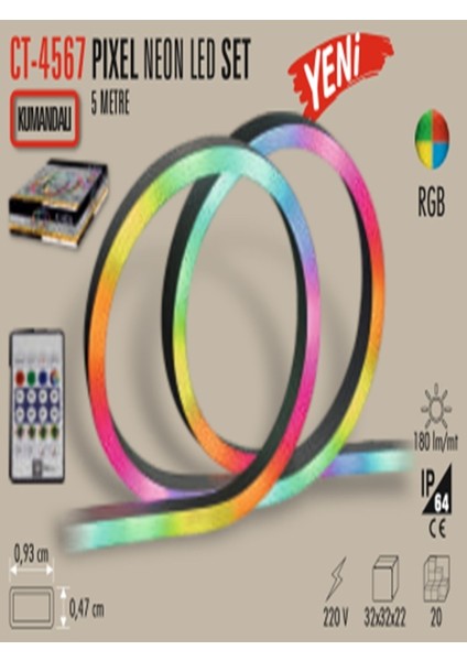 Teknikerelektrik Cata CT-4567 Rgb Akıllı Pixel Neon LED Set (Ses Algılama-Uygulama Kontrol) modelleri