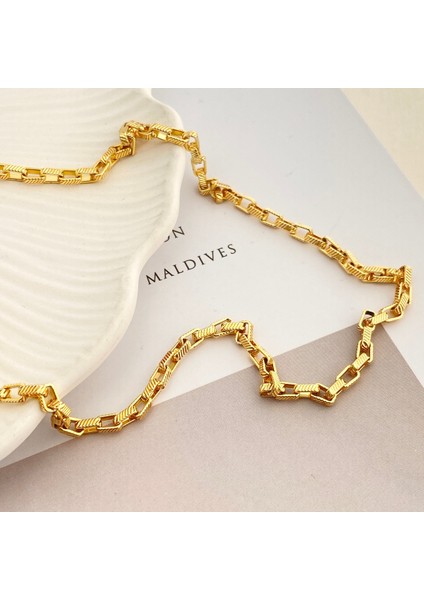 Küp Zincir Kolye Pirinç Gold 45+5cm