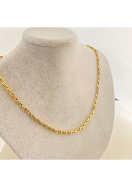 Küp Zincir Kolye Pirinç Gold 45+5cm modelleri