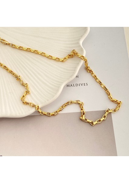 Küp Zincir Kolye Pirinç Gold 45+5cm indirimleri