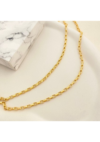 Küp Zincir Kolye Pirinç Gold 45+5cm
