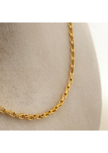 Küp Zincir Kolye Pirinç Gold 45+5cm