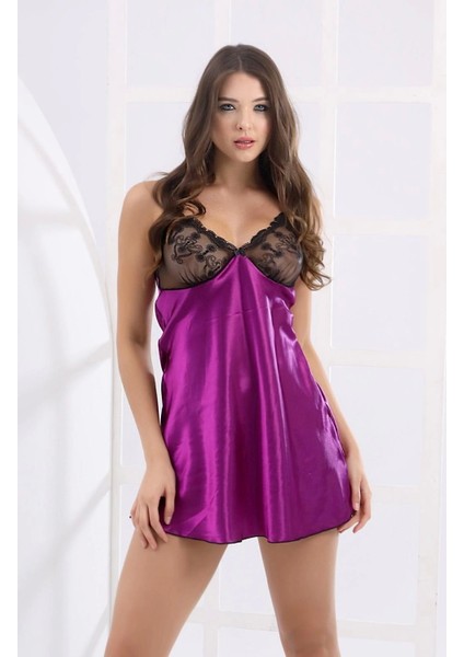 Moonlight 9367 Fantezi Dantel Detaylı Saten Gecelik