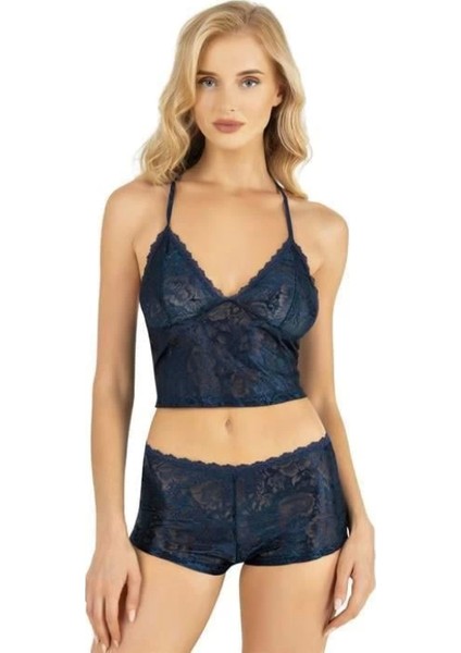 - Lacivert Saten Şort Takımı 9222