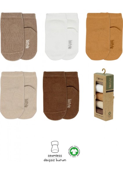 Bistyle 5'li Penye Soket Kutulu Basic Çorap 10131 Bej