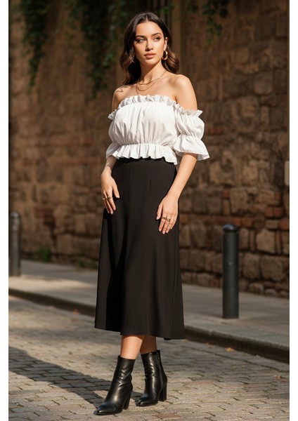 Madonna Yaka Kadın Bluz – Lastik Detaylı Rahat Kesim fiyatları