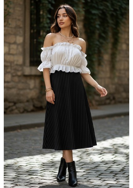 Madonna Yaka Kadın Bluz – Lastik Detaylı Rahat Kesim modelleri