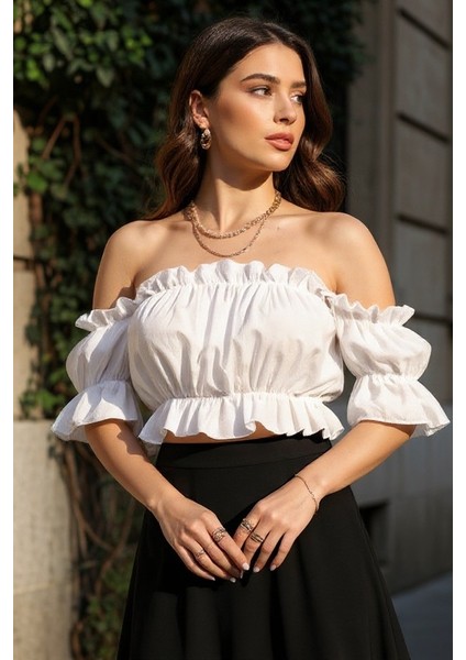 Madonna Yaka Kadın Bluz – Lastik Detaylı Rahat Kesim fırsatları