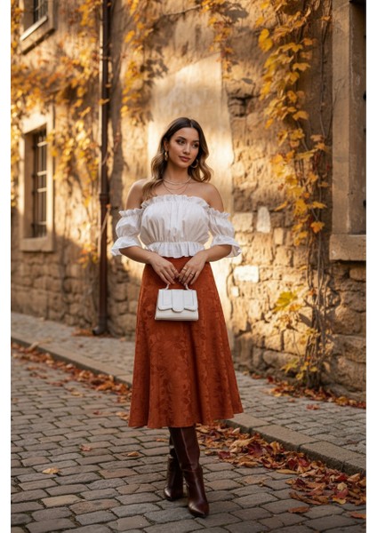 Madonna Yaka Kadın Bluz – Lastik Detaylı Rahat Kesim