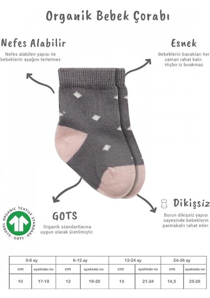 Bistyle 3'lü Penye Kız Soket Çorap 10112 Gri