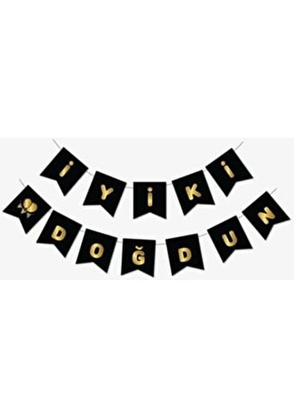 Dolabı Kral Taçlı Balon Zinciri Doğum Günü Seti İyi Ki Doğdun 10 Adet Altın Renkli Süslü Set