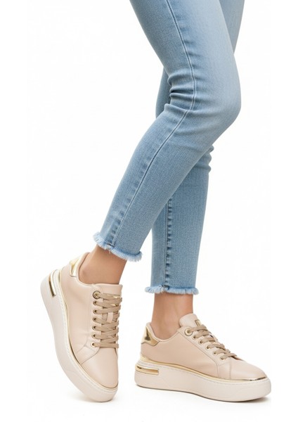 Bej Bağcıklı Hafif Kadın Sneaker Lady 029 Z