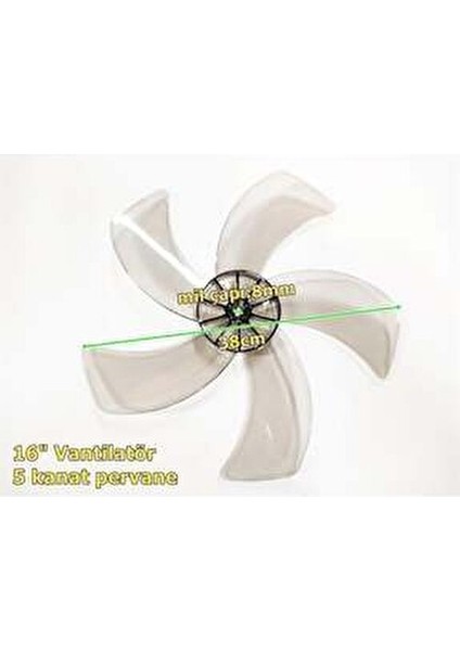 Raks Sf 18 Lindos Modele Uyumlu Vantilatör Pervanesi 16INÇ 5 Kanat 38CM Füme Renk Pls modelleri