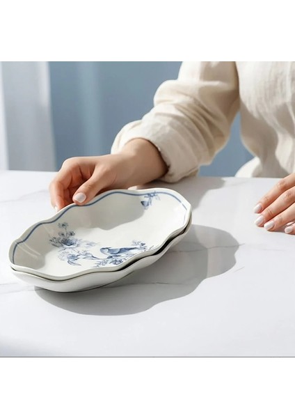 Nesrin 25 cm Kayık Tabak Seti 2'li Krem Renkli Zarif Tasarım modelleri