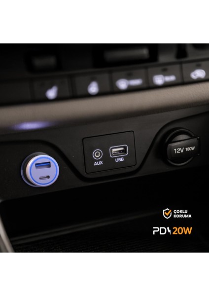 PBS134 Hızlı 1 USB 1 Pd Çıkışlı 20W Araç Şarjı Beyaz modelleri