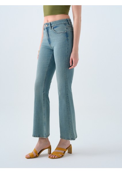 Long Flare Slim Fit Kadın Pantolon