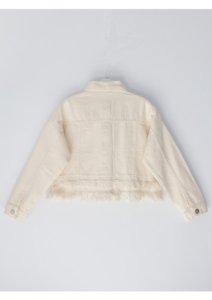 Püskül Detaylı Kız Çocuk Kısa Denim Crop Kot Ceket Ekru 001-0002113 fiyatları