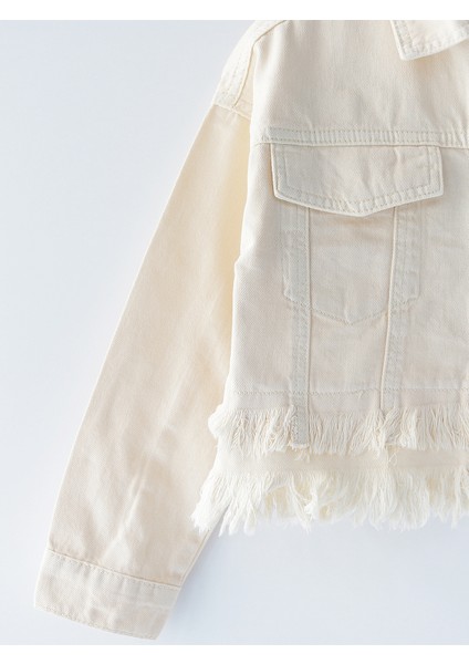 Püskül Detaylı Kız Çocuk Kısa Denim Crop Kot Ceket Ekru 001-0002113 modelleri