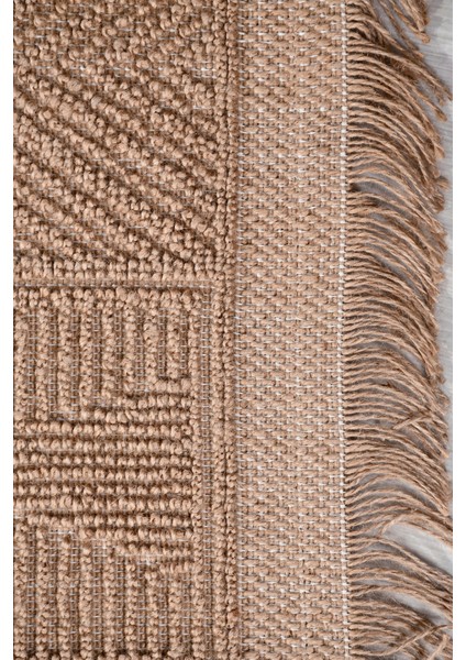 Novella Modern Halı Koleksiyonu | Tozumaz, Hasır Renk, Jüt Taban, Saçaklı Dekoratif Kilim