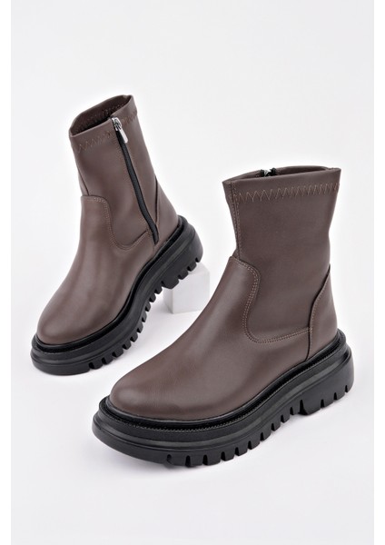 Pita Kalın Taban Fermuarlı Kadın Bot