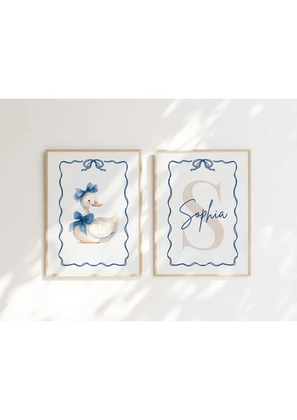 (Çerçevesiz) Ördek Tasarımlı Bebek Odası Poster, Özel Isimli 2li Poster Set fiyatları