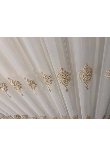 Nivemeshome Sinop 523 V-104 Altın Işlemeli 1/3 Sık Pileli Tül Perde Apm fırsatları