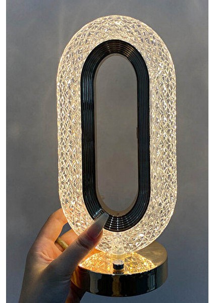 Kristal Elmas Gold Altın Renkli Dimmerli Şarjlı Dekoratif Dokunmatik Masa Lambası