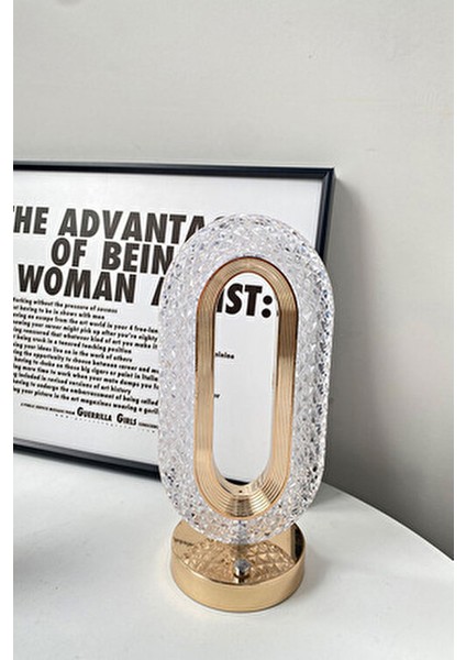 Kristal Elmas Gold Altın Renkli Dimmerli Şarjlı Dekoratif Dokunmatik Masa Lambası indirimleri