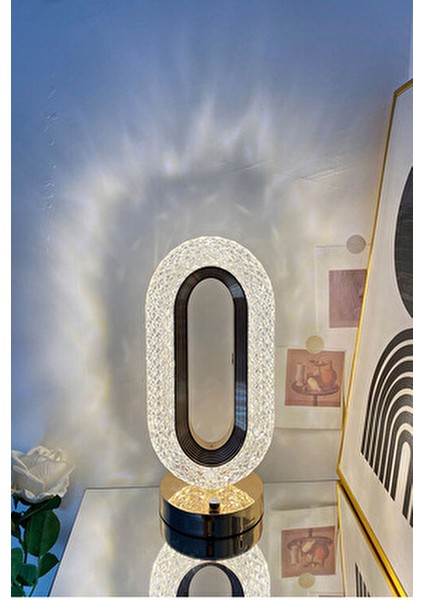 Kristal Elmas Gold Altın Renkli Dimmerli Şarjlı Dekoratif Dokunmatik Masa Lambası