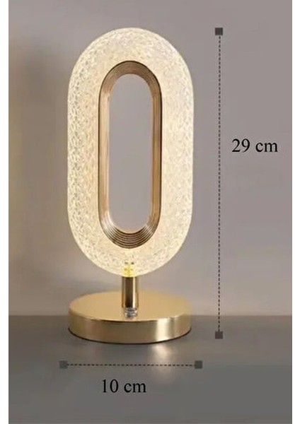 Kristal Elmas Gold Altın Renkli Dimmerli Şarjlı Dekoratif Dokunmatik Masa Lambası