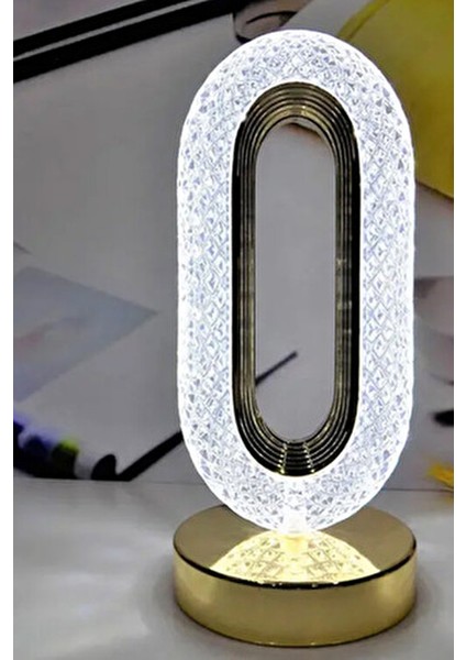 Kristal Elmas Gold Altın Renkli Dimmerli Şarjlı Dekoratif Dokunmatik Masa Lambası