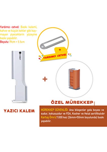 Printpen Taşınabilir Pasta Kahve Kağıt Cilt Her Yüzeyde Zararsız Logo Metinler Yazıcı Kalem modelleri