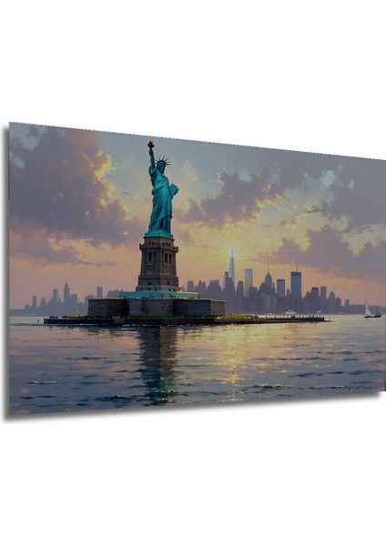 Özgürlük Heykeli Yağlı Boya Görünümlü Dekoratif Ahşap Ev/işyeri/ofis Kare Tablo modelleri
