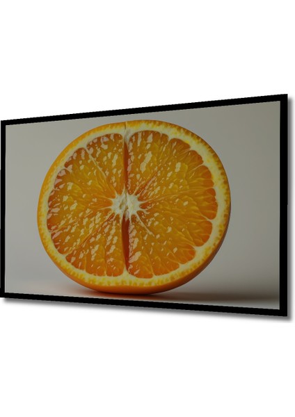 Çerçeve Görünümlü Sulu Boya Görünümlü Portakal Dilimi Sanat Esintisi Salon Ahşap Kare Tablo fiyatları