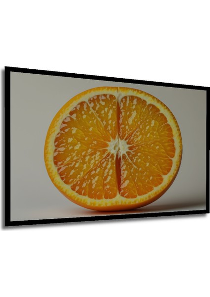 Çerçeve Görünümlü Sulu Boya Görünümlü Portakal Dilimi Sanat Esintisi Salon Ahşap Kare Tablo modelleri