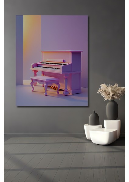 Pembe Rüya Piyano Modern Sanat Dekoratif Ahşap Ev/işyeri/ofis Kare Tablo