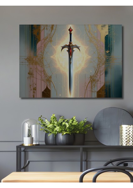 Işıltılı Kılıç Modern Sanat Dekoratif Ahşap Ev/işyeri/ofis Kare Tablo