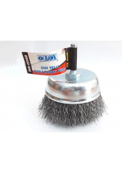 Hawk HA11149 Pimli Gri Tel Çanak Fırça 75 mm