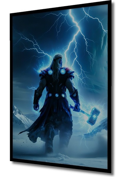 Çerçeve Görünümlü Thor Fırtına Tanrısı Yağlı Boya Görünümlü Dekoratif Ahşap Işyeri/ofis Kare Tablo fiyatları