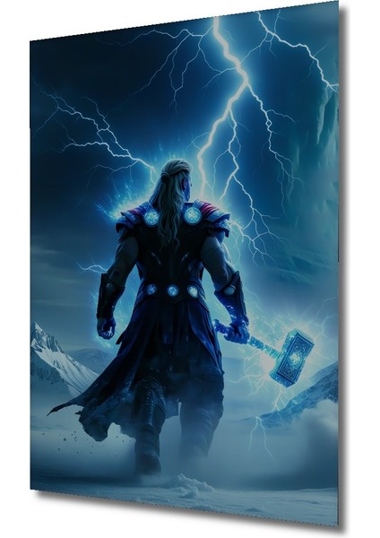 Thor Fırtına Tanrısı Yağlı Boya Görünümlü Dekoratif Ahşap Ev/işyeri/ofis Kare Tablo fiyatları