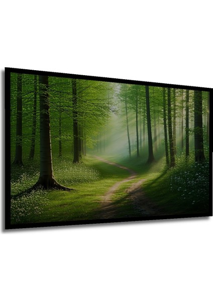 Çerçeve Görünümlü Yeşil Orman Yolu Yağlı Boya Görünümlü Dekoratif Ahşap Ev/işyeri/ofis Kare Tablo modelleri